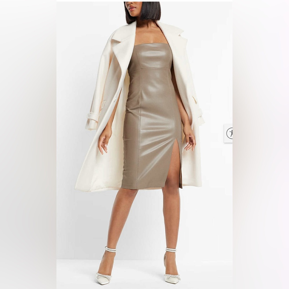 Express Faux Leather Scoop Neck Dress NWT
